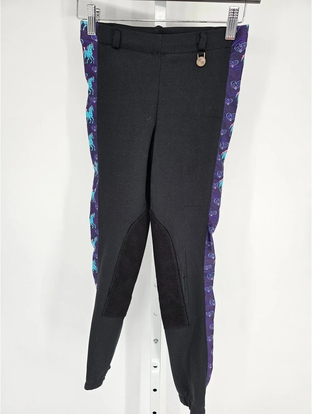 Royal Highness Girls Sz M Riding Equestrian Pants Black w/ Purple Trim